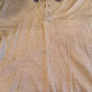 Brown houndstooth plaid short-sleeve polo (never worn)